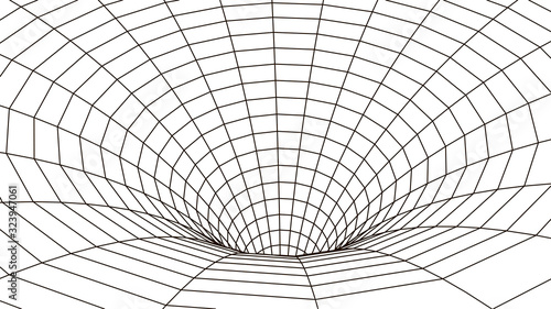 Vector illustration. 3D corridor mesh. Frame tunnel.