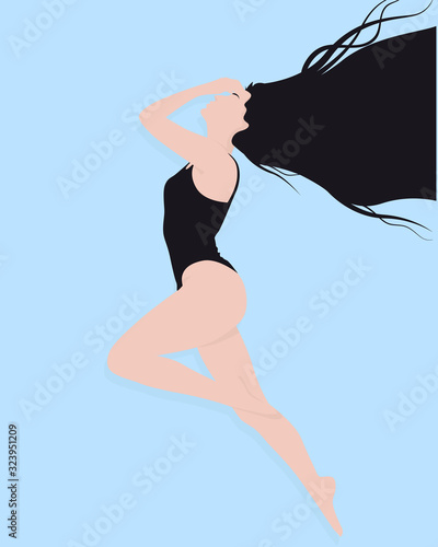 Dancer Woman, Fit, Flying, Dancing, Brunette, Girl photo