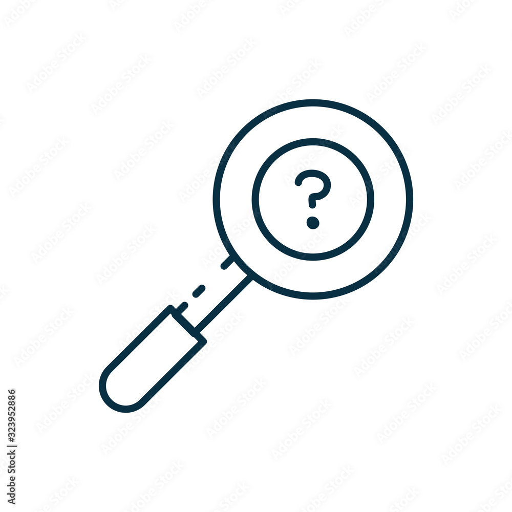 Isolated question inside lupe line style icon vector design Isolated question inside lupe line style icon vector design