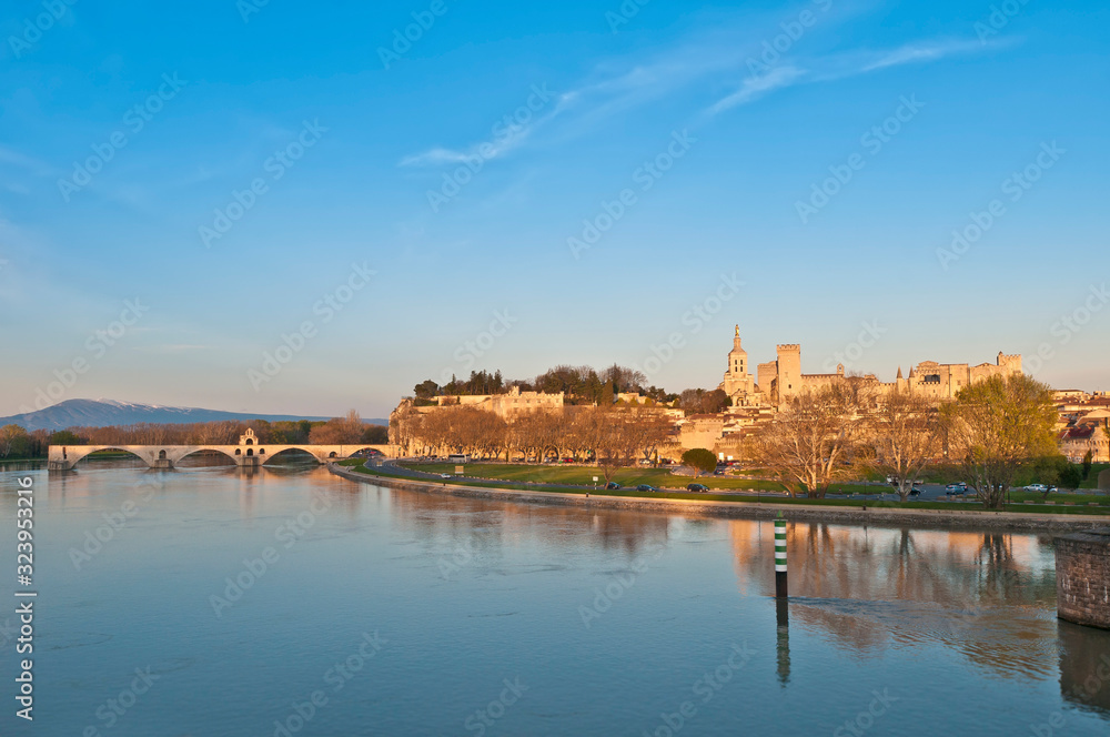 Avignon skyline as seen from Pont Edouard Daladier, France