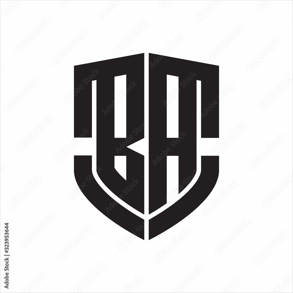 BA Logo monogram with emblem shield shape design isolated on white ...