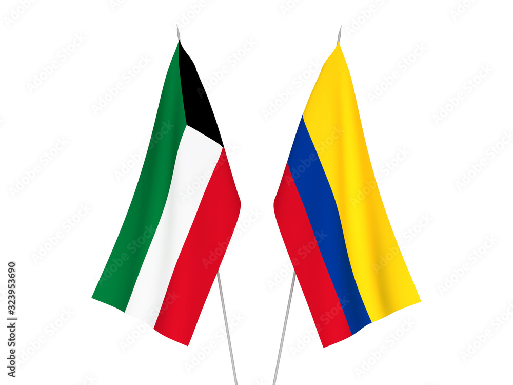 Kuwait and Colombia flags Kuwait and Colombia flags