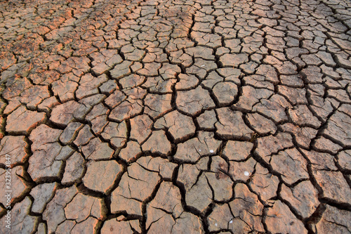 The land is dry and parched because of global warming