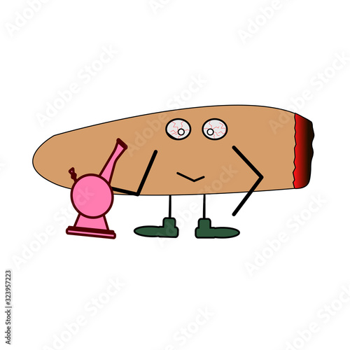  smoking hemp cigarette cartoon character.