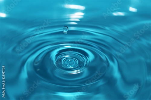 water drop Splash blue water background photo 