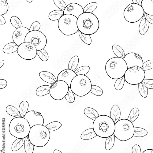 seamless pattern berry blueberry with leaves, contour outline, symbol of summer. design holiday greeting card and invitation of seasonal summer holidays, beach parties, tourism and travel