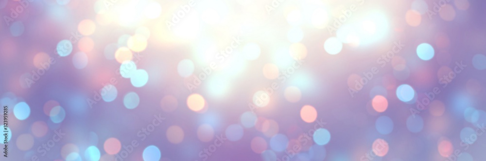 Confetti brilliance lilac empty background. Sparkles abstract texture. Violet glitter blurred illustration. Bokeh defocused banner.