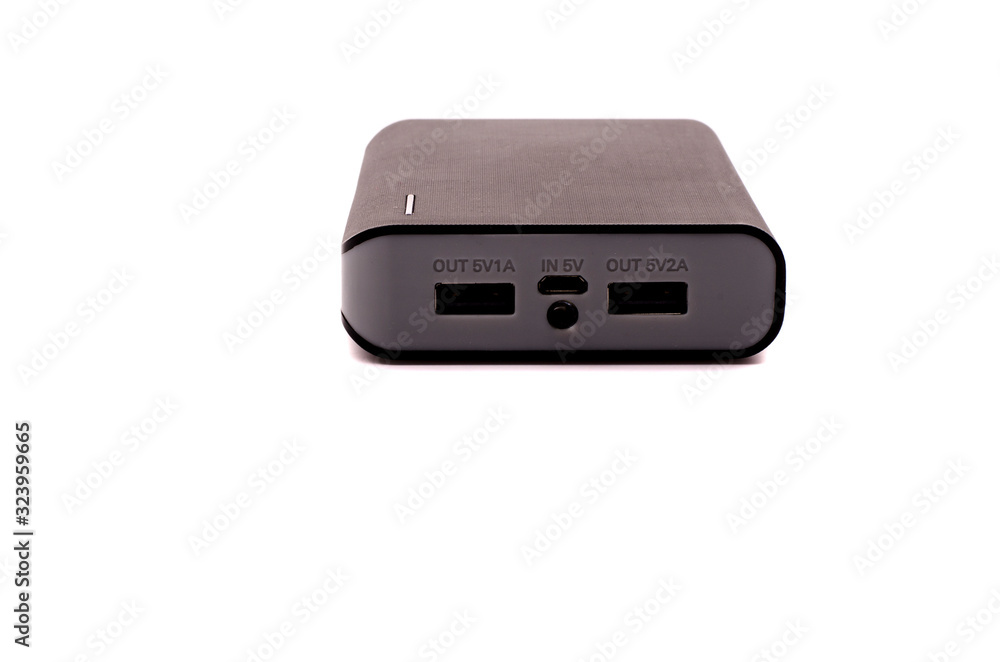 Portable external battery isolated on a white background Portable external battery isolated on a white background