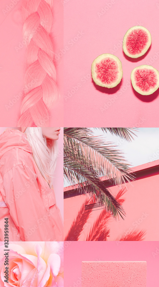 Fashion aesthetic moodboard. Trendy colours vanilla pink pastel minimal  design Stock Photo | Adobe Stock
