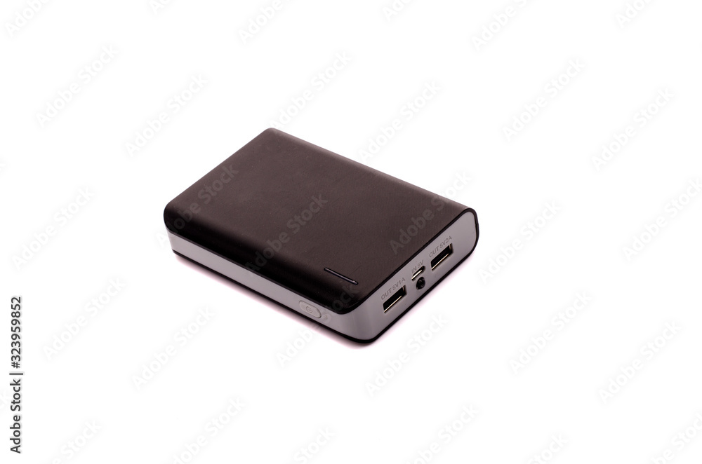 Portable external battery isolated on a white background Portable external battery isolated on a white background
