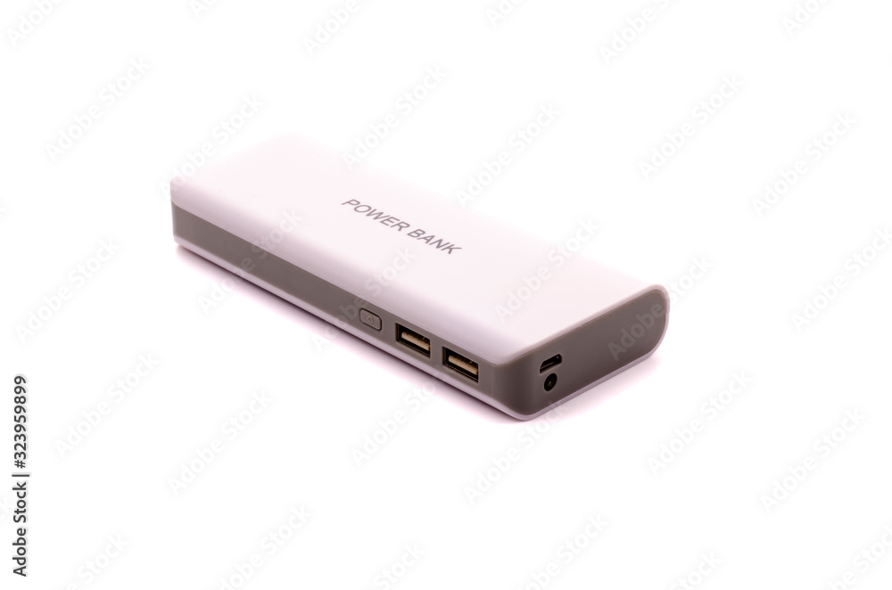 Portable external battery isolated on a white background Portable external battery isolated on a white background