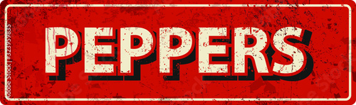 peppers - Vector illustration - vintage rusty metal sign