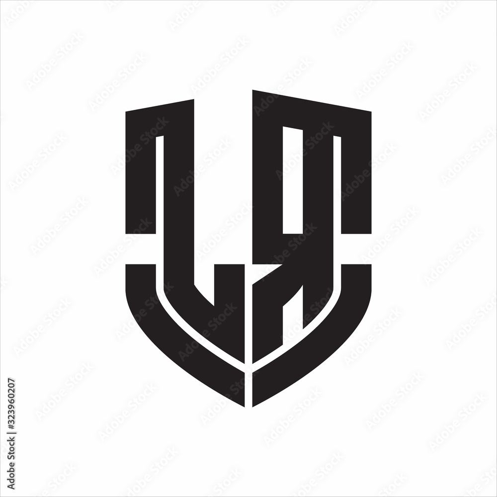 LR Logo monogram with emblem shield shape design isolated on white ...