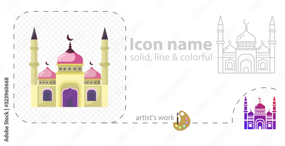 mosque flat illustration. islam icon, line icon