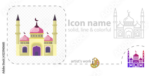 mosque flat illustration. islam icon, line icon