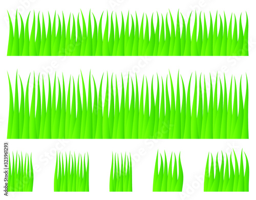 Vector green lawn grass texture illustration: natural, organic, bio, eco label and shape on white background. Ground land pattern. 