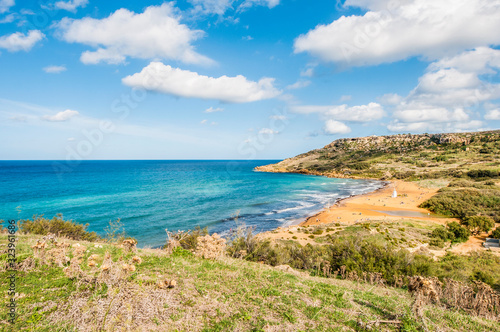 Ramla Bay, on the northern side of Gozo, Malta