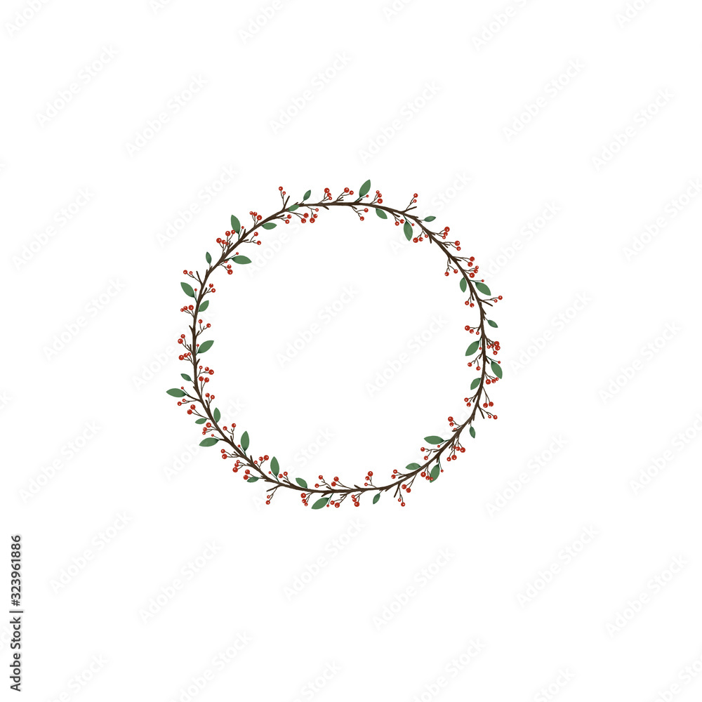 Christmas wreath with white background