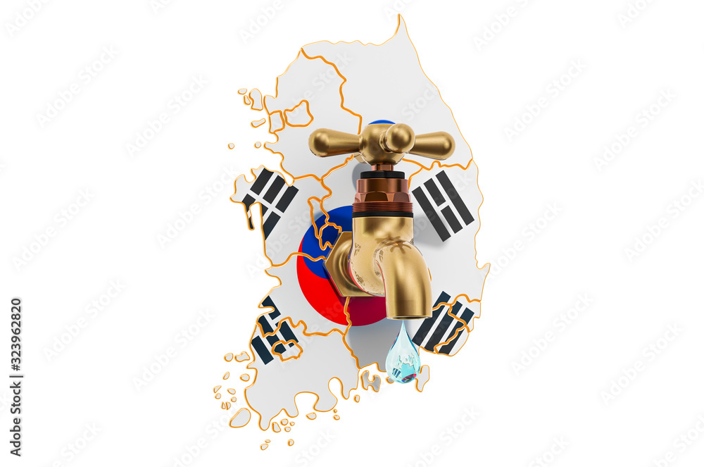 Water resources, drinking water of South Korea concept, 3D rendering Water resources, drinking water of South Korea concept, 3D rendering
