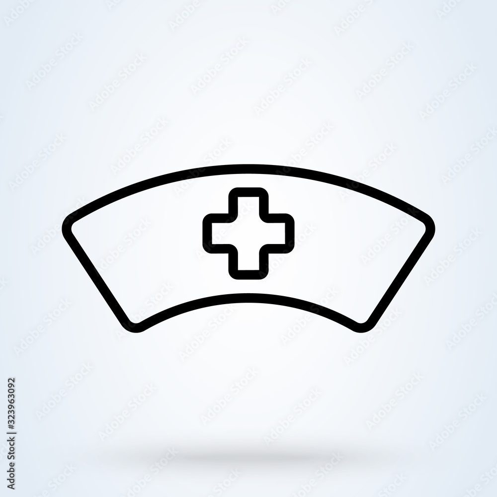 Nurse hat icon in line style. Medical sign, doctor, hospital, healthcare personnel uniform, cap symbols. Nurse hat icon in line style. Medical sign, doctor, hospital, healthcare personnel uniform, cap symbols.
