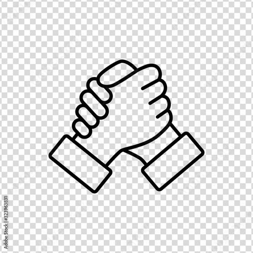 Soul brother handshake thumb clasp homie line icon on a transparent background
