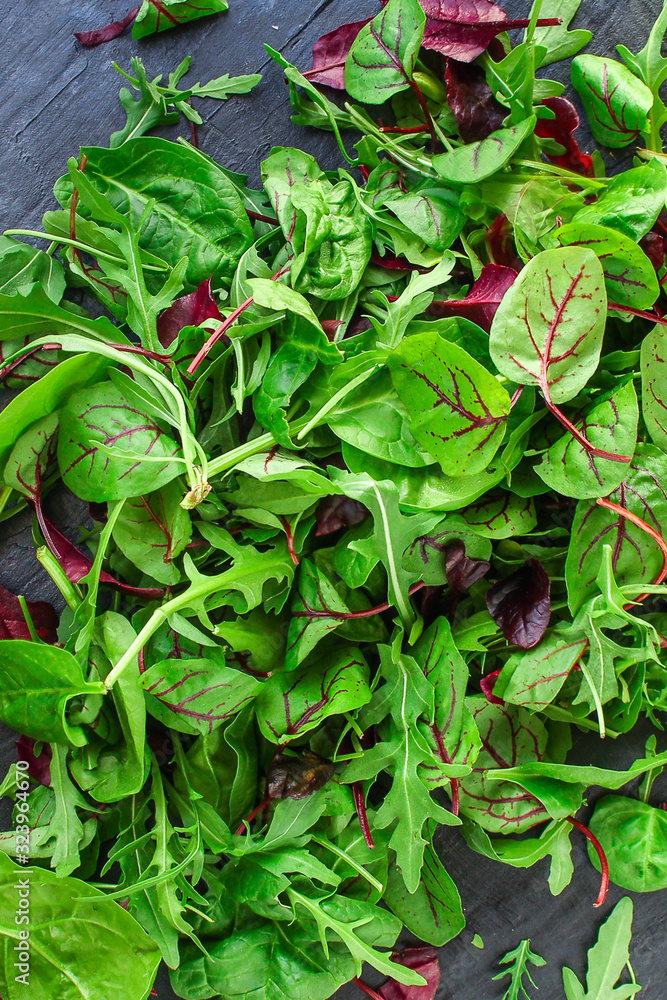 Healthy salad, leaves mix salad (mix micro greens, juicy snack). food background - copy space Healthy salad, leaves mix salad (mix micro greens, juicy snack). food background - copy space