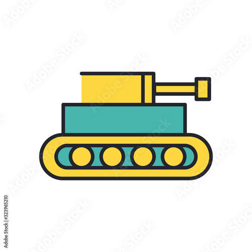 tank military force line and fill style icon