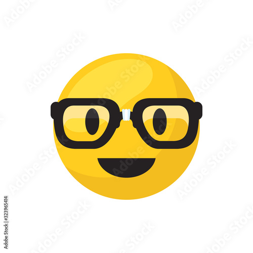 Nerd emoji face flat style icon vector design