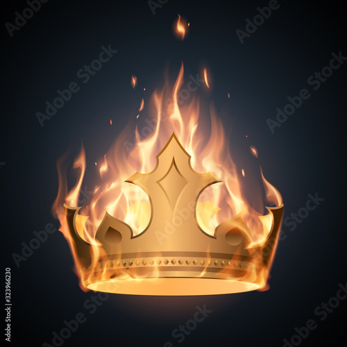 Gold crown in flame illustration