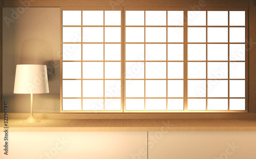 Interior mock up Japan Room Design Japanese-style and the white backdrop provides a window for editing. 3D rendering