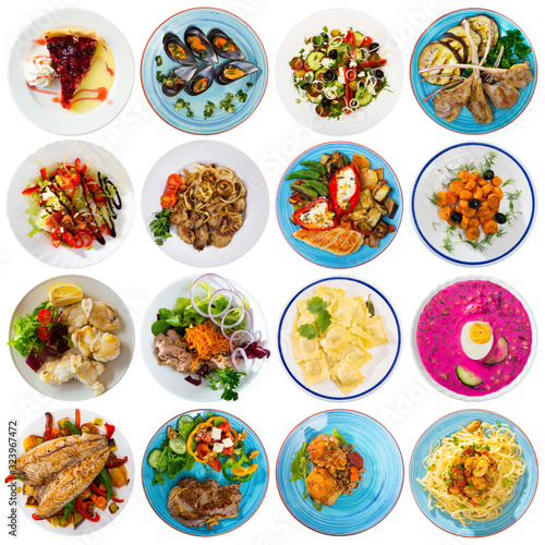 Wallpaper Mural Collage of different dishes on round plates Torontodigital.ca