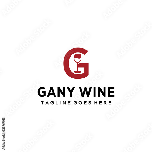 The Wine logo design with G sign template. Grape Vector illustration of icon