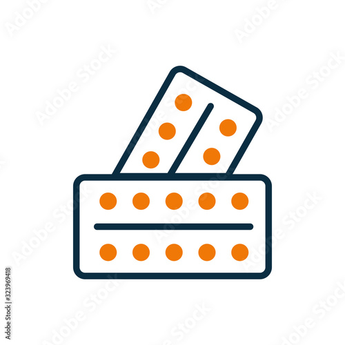 Isolated pills half line half color style icon vector design