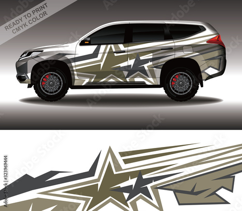 Car wrap decal design vector, custom livery race rally car vehicle sticker and tinting.