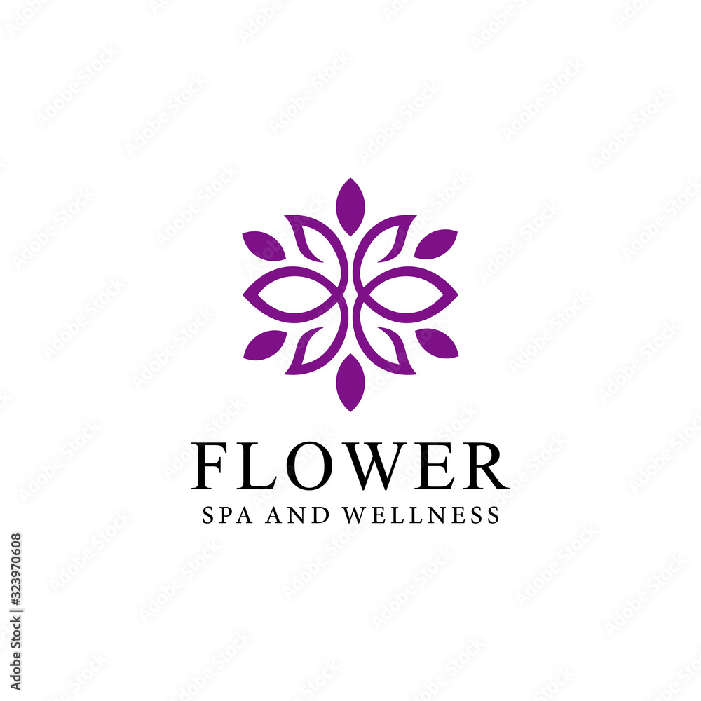 Creative simple Artistic Lotus Flower logo design illustration.