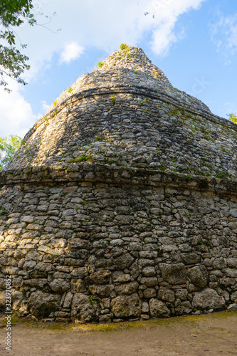 Mayan observatory in Coba (Observatorio astronomico de Coba). Ancient building in archeological site. Travel photo. Mexico. Yucatan. Quintana roo. photo