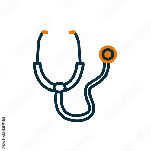 Isolated stethoscope half line half color style icon vector design