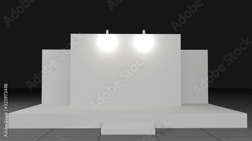 3d illustration stage backdrop LED TV screen block square style with blank space logo company for event exhibition. High resolution