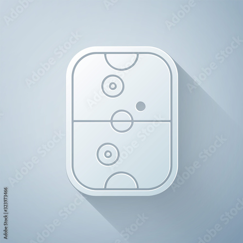 Paper cut Air hockey table icon isolated on grey background. Paper art style. Vector Illustration