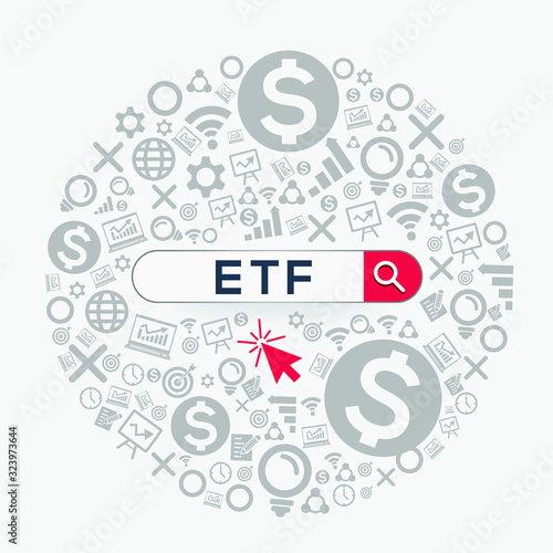 ETF mean (exchange traded fund) Word written in search bar,Vector illustration. © khaled