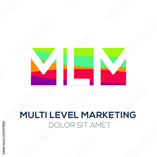 Creative colorful logo , MLM mean (multi level marketing) .