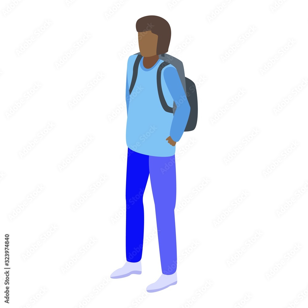 School backpack icon. Isometric of school backpack vector icon for web design isolated on white background School backpack icon. Isometric of school backpack vector icon for web design isolated on white background