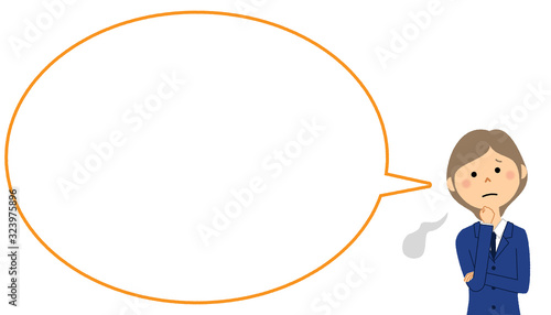 ため息をつく学生　ふきだし