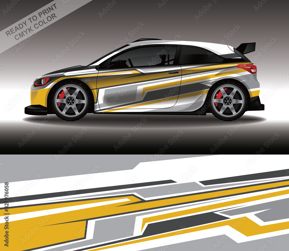 Car wrap decal design vector, custom livery race rally car vehicle sticker and tinting.