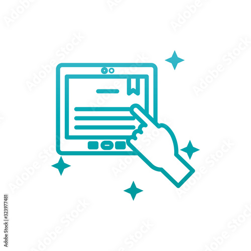 Isolated graduation diplom and hand gradient style icon vector design