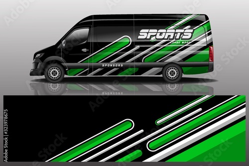 van car decal wrap design vector