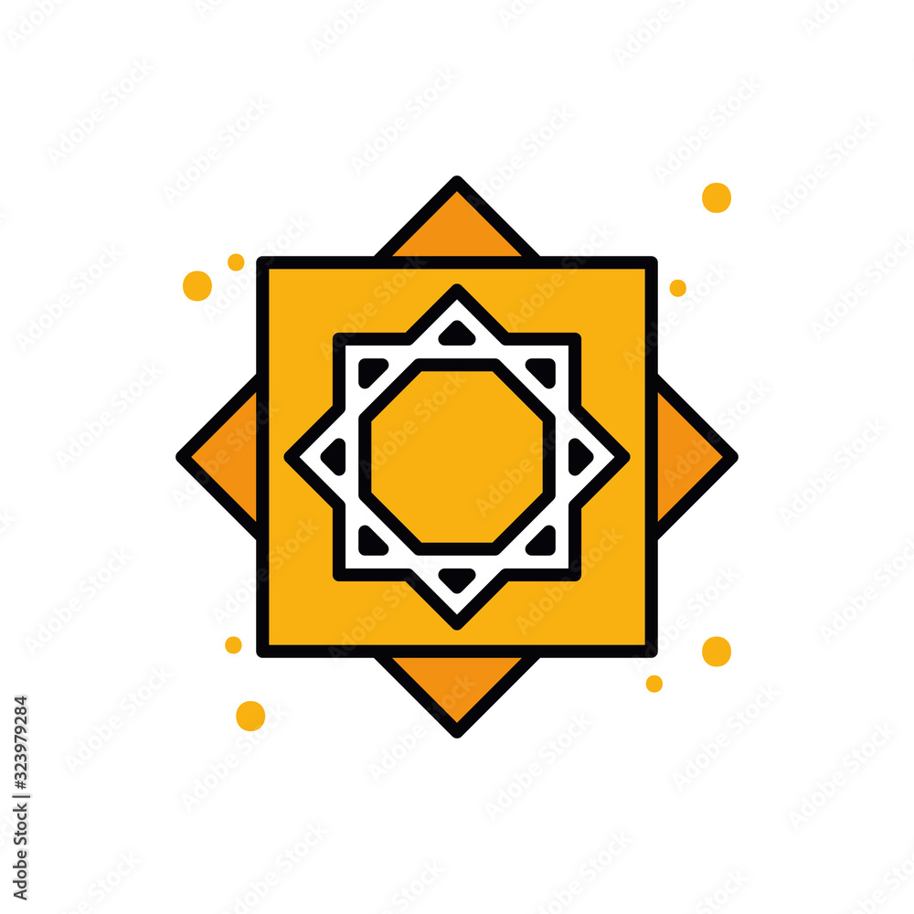 Islamic star line and fill style icon vector design Islamic star line and fill style icon vector design
