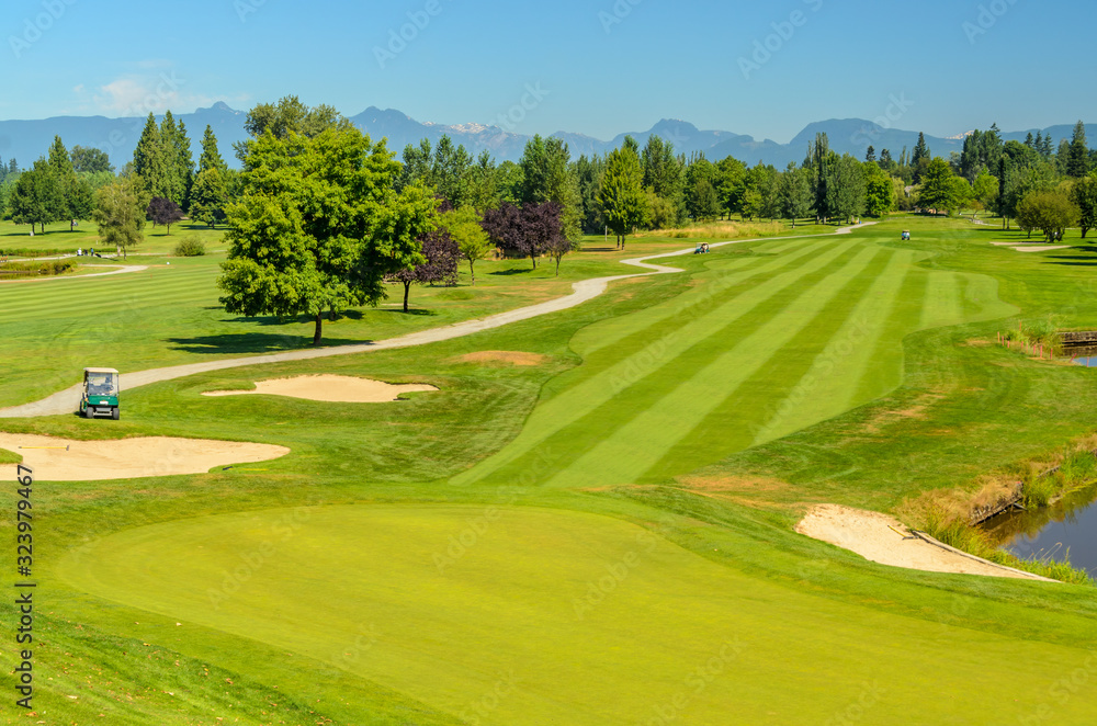 Obraz premium Golf course with gorgeous green.