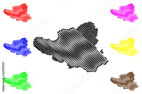 District of Peja (Republic of Kosovo and Metohija, Districts of Kosovo, Republic of Serbia) map vector illustration, scribble sketch Pec map