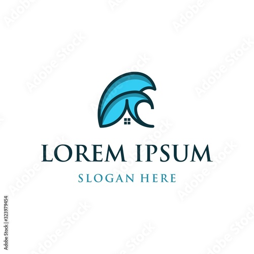 Home Property Wave Coastal Abstract Creative Modern Icon Logo Design Template Element Vector
